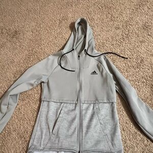 Adidas Women's Light Gray Full-Zip Hoodie